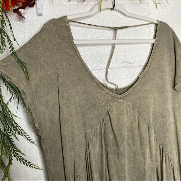 Hummingbird Acid Wash Green T Back Short Sleeve Swing Tee Oversized Size Large - Picture 2 of 7